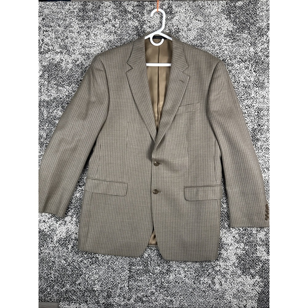 Chaps Blazer Mens 42L 52% Silk/ 48 % Wool Houndstooth